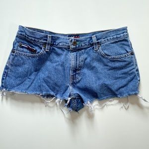 Tommy Jeans Y2K Lowrise Frayed Denim Cutoff Shorts